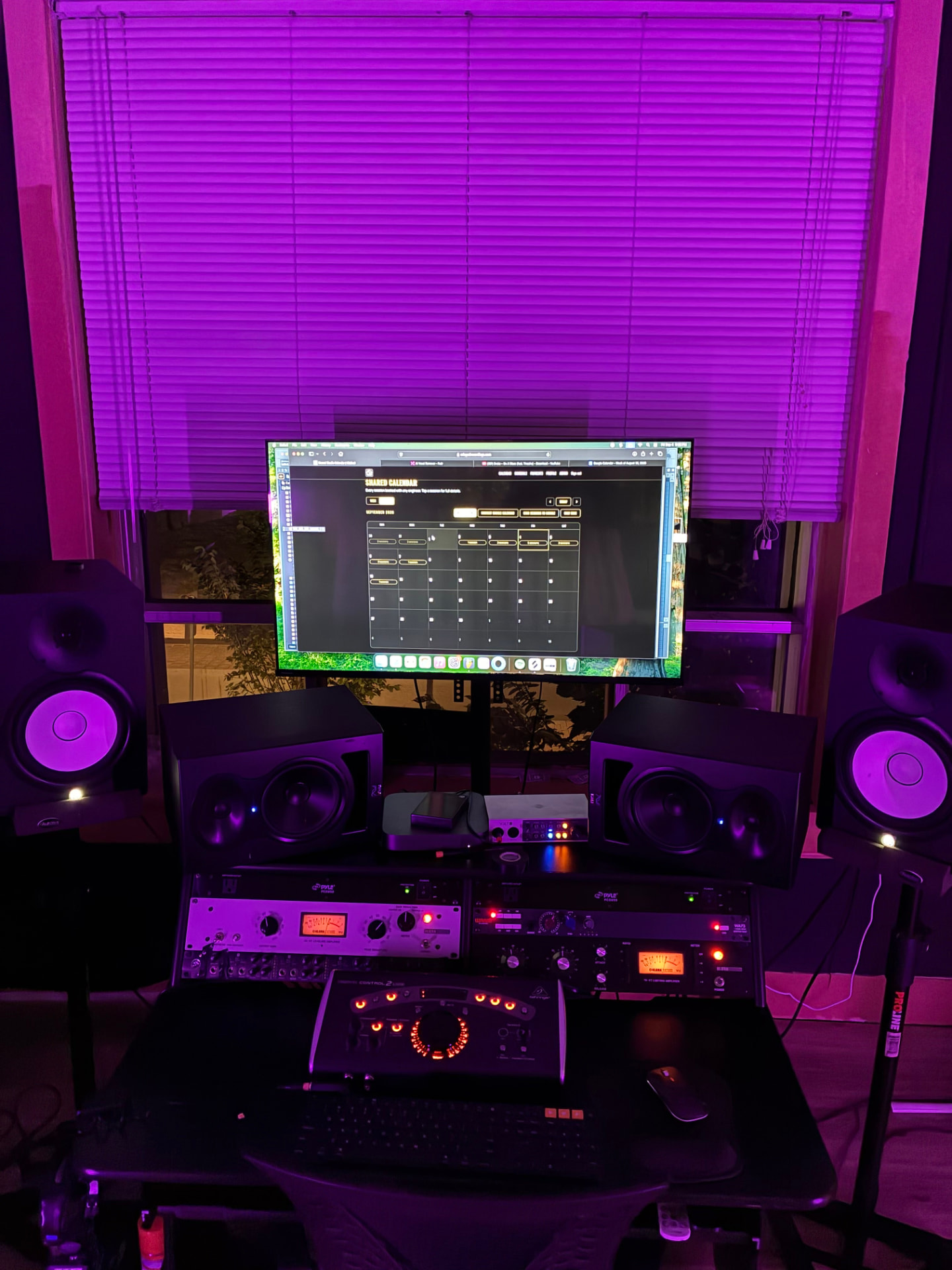 Wide view of the Mix God Recordings control room